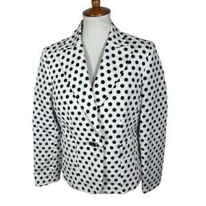 Jones Studio Separates White and Black Polka Dot Career Blazer Jacket Size 4